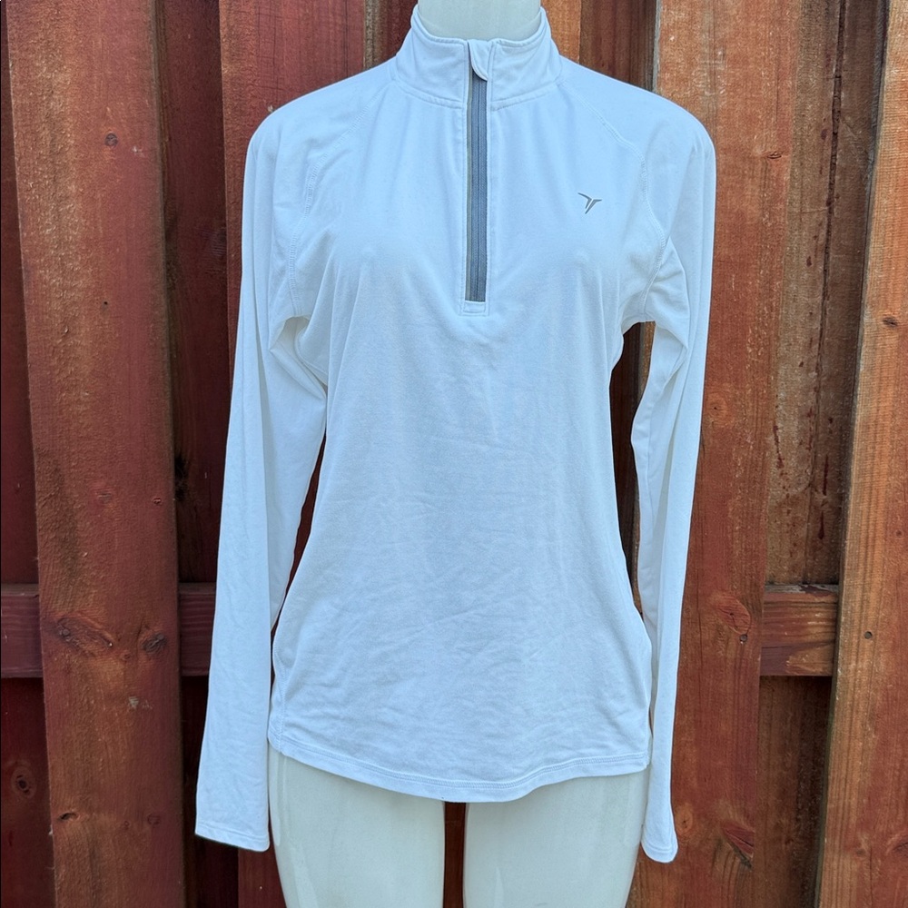 Old Navy Women's White Long Sleeve Quarter-Zip Top